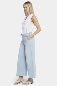 High Rise Mona Wide Leg Ankle Jeans Light Blue Premium Denim | Oceanfront | Pants | NYDJ
