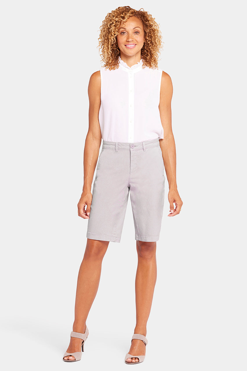 Bermuda Short Grey Stretch Twill | Pearl Grey | Shorts | NYDJ
