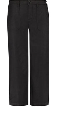 High Waisted Wide Leg Ankle Trouser Black Stretch Linen | Black | Pants | NYDJ