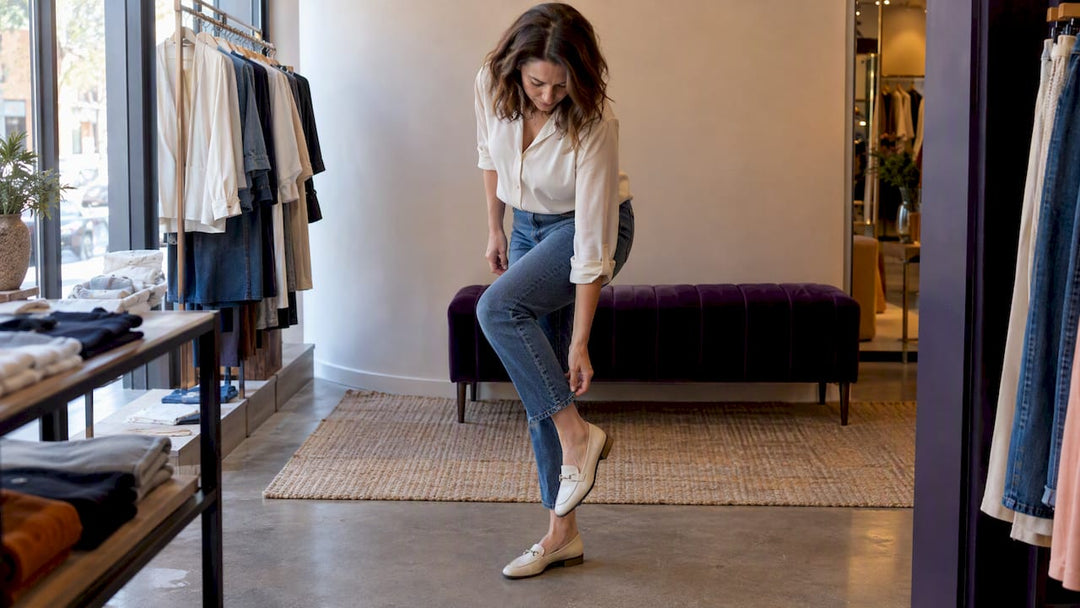 Frau trägt Marilyn Straight Ankle Jeans