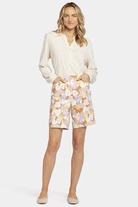 5 Pocket Bermuda Short Floral Print Stretch Linen | Sunset Grove | Shorts | NYDJ