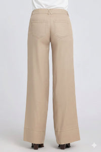 5 Pocket Wide Leg Trouser In Stretch Linen With Super High Rise | Feather | Pants | NYDJ