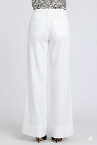 5 Pocket Wide Leg Trouser In Stretch Linen With Super High Rise | Optic White | Pants | NYDJ