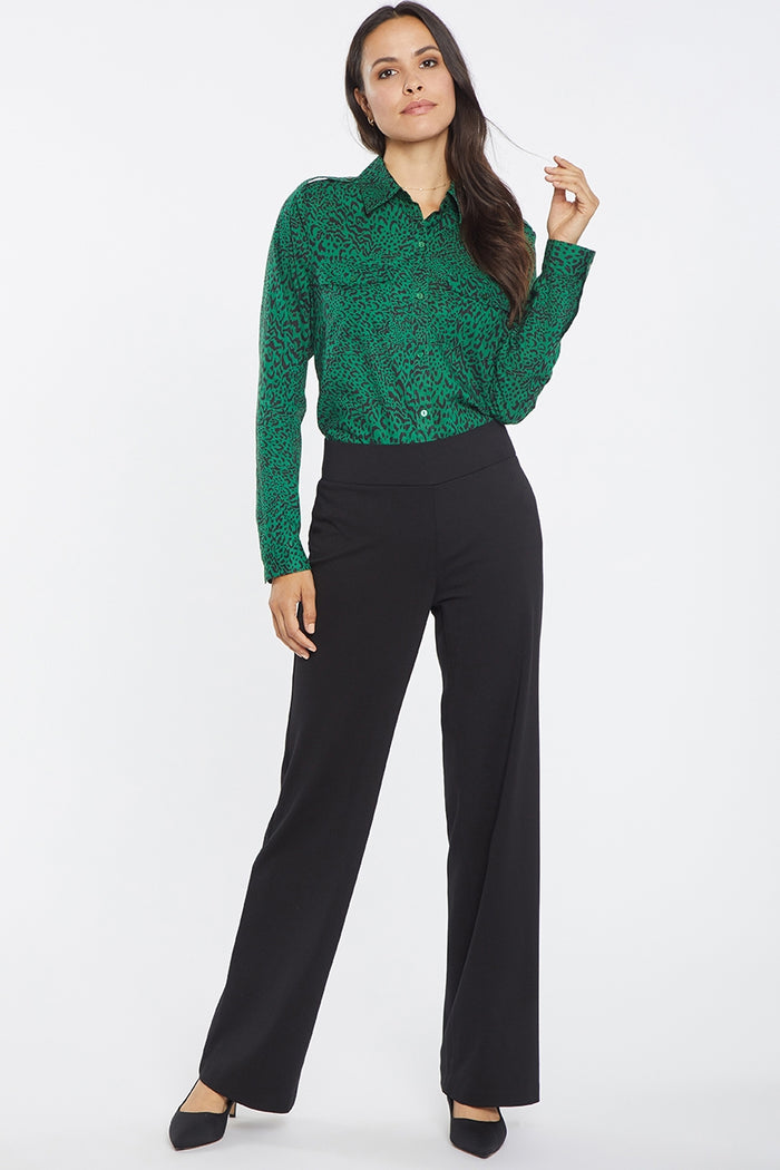 Relaxed Leg Pull-On Trouser Black Ponte Knit | Black | Pants | NYDJ