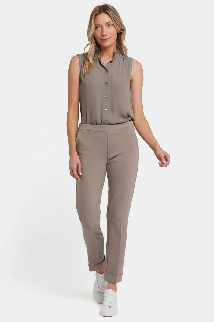 Cassidy Ankle Pull-On Trouser Pants In Ponte Knit With Cuffs | Saddlewood | Pants | NYDJ