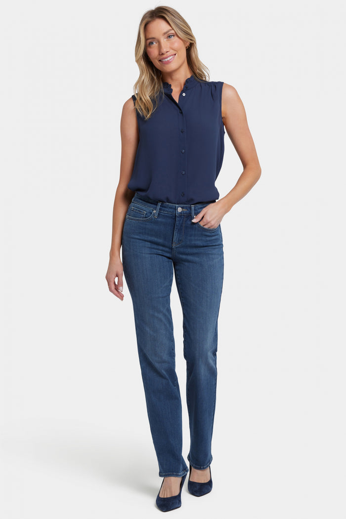 No Gapper™ Marilyn Straight Jeans In Petite In Sure Stretch® Denim | Valencia Surf | Pants | NYDJ