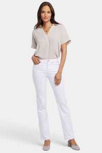 No Gapper™ Marilyn Straight Jeans In Petite In Sure Stretch® Denim With Striped Stretch Ba | Optic White | Pants | NYDJ