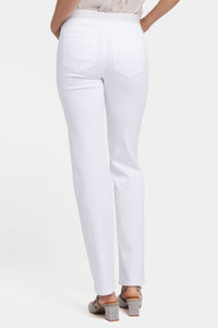 No Gapper™ Marilyn Straight Jeans In Sure Stretch® Denim With Striped Stretch Back Waistba | Optic White | Pants | NYDJ