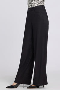 5 Pocket Wide Leg Trouser In Stretch Linen With Super High Rise | Black | Pants | NYDJ