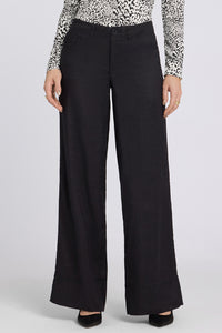 5 Pocket Wide Leg Trouser In Stretch Linen With Super High Rise | Black | Pants | NYDJ