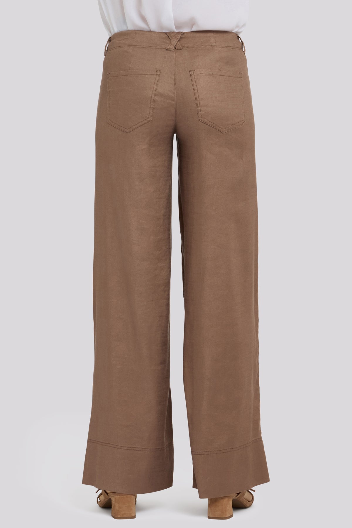 5 Pocket Wide Leg Trouser In Stretch Linen With Super High Rise | Toasted Coconut | Pants | NYDJ