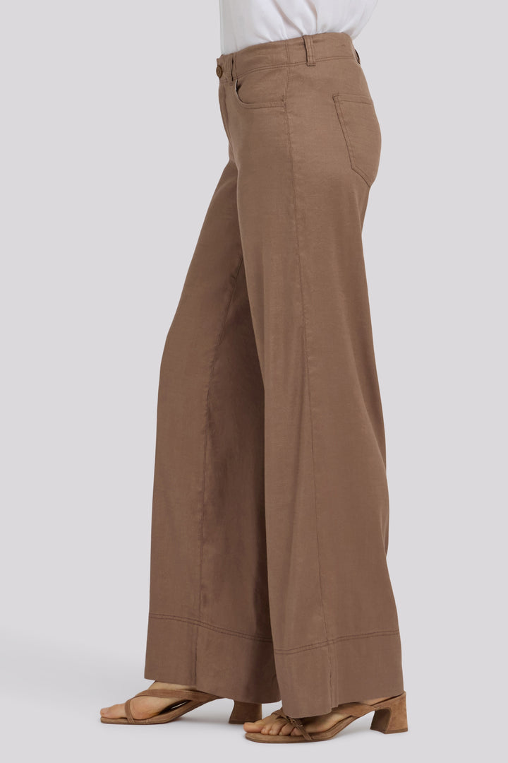 5 Pocket Wide Leg Trouser In Stretch Linen With Super High Rise | Toasted Coconut | Pants | NYDJ