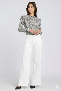 5 Pocket Wide Leg Trouser In Stretch Linen With Super High Rise | Optic White | Pants | NYDJ