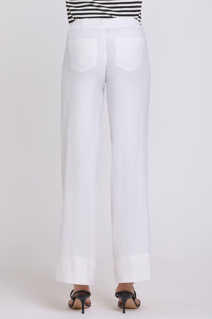 5 Pocket Wide Leg Trouser In Stretch Linen With Super High Rise | Optic White | Pants | NYDJ