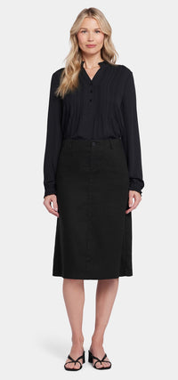 Marilyn A-Line Skirt Black Stretch Linen | Black | Skirt | NYDJ