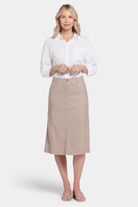 Marilyn A-Line Skirt Brown Stretch Linen | Saddlewood | Skirt | NYDJ