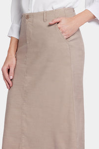 Marilyn A-Line Skirt Brown Stretch Linen | Saddlewood | Skirt | NYDJ