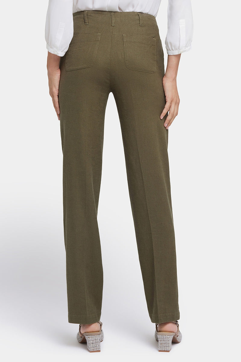 Marilyn Straight Pants In Stretch Linen | Bay Leaf | Pants | NYDJ