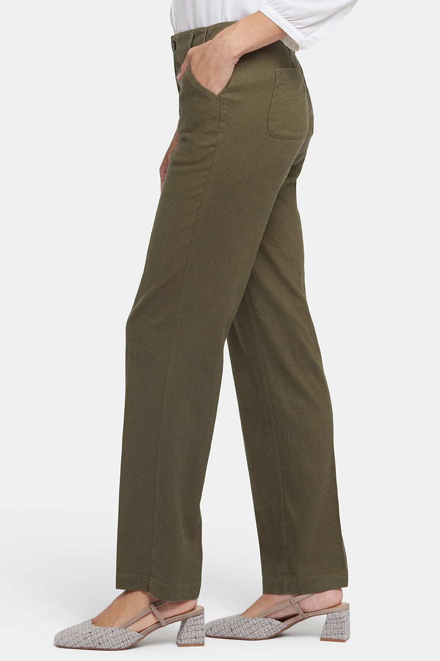 Marilyn Straight Pants In Stretch Linen | Bay Leaf | Pants | NYDJ