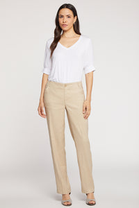 Marilyn Trouser Beige Stretch Linen | Straw | Pants | NYDJ