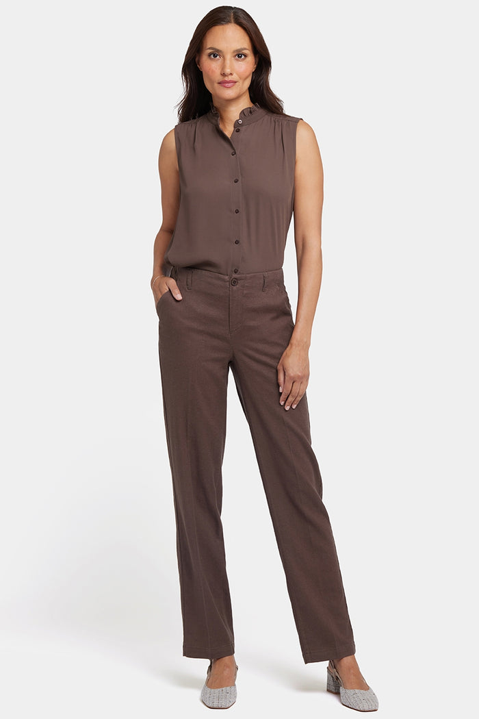 Marilyn Straight Pants In Stretch Linen | Coffee Bean | Pants | NYDJ