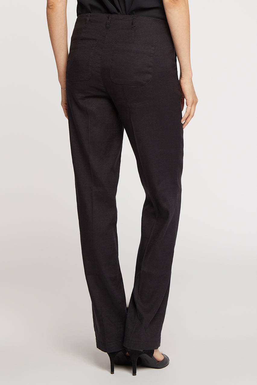 Marilyn Straight Pants In Stretch Linen | Black | Pants | NYDJ