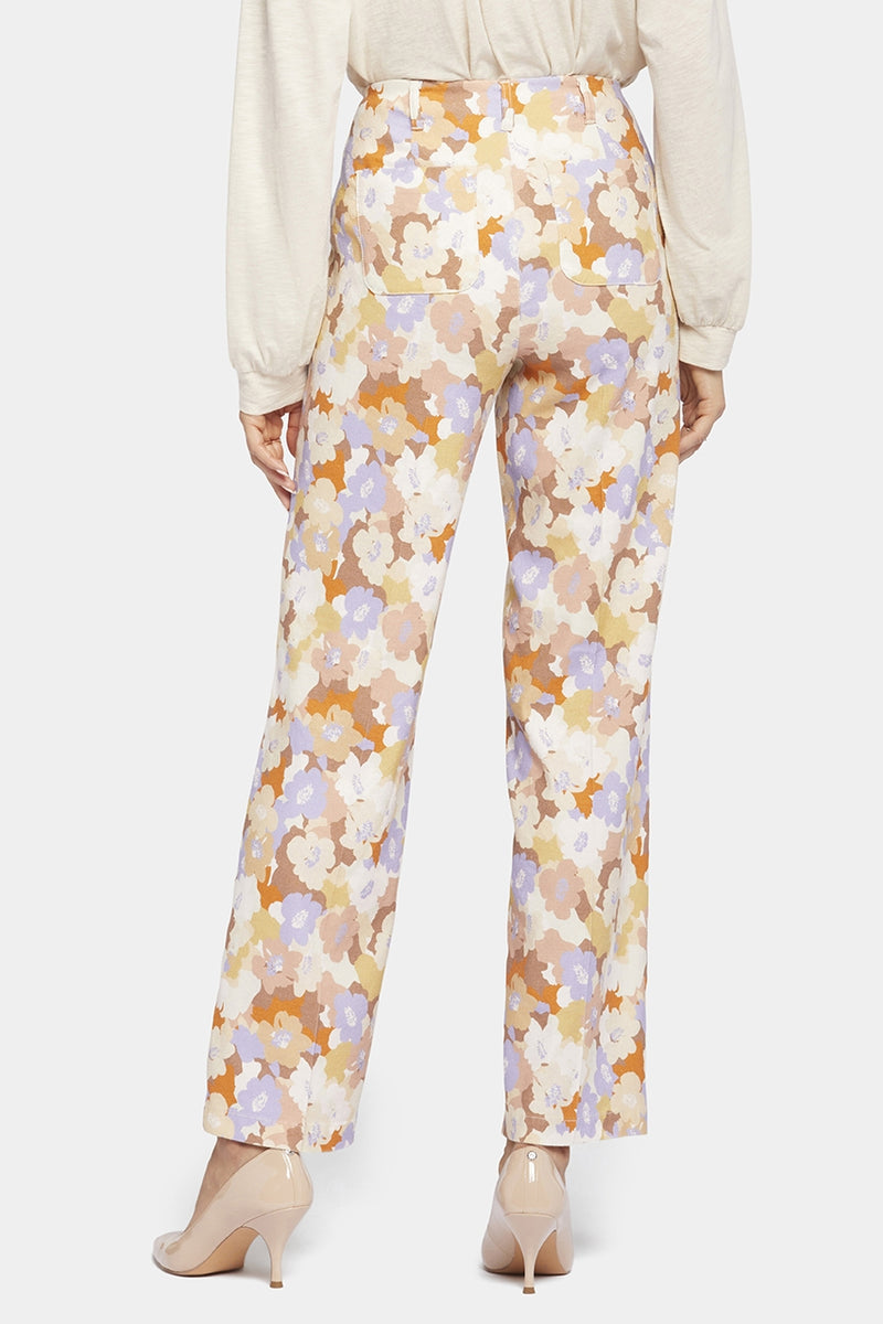 Marilyn Trouser Floral Print Stretch Linen | Sunset Grove | Pants | NYDJ