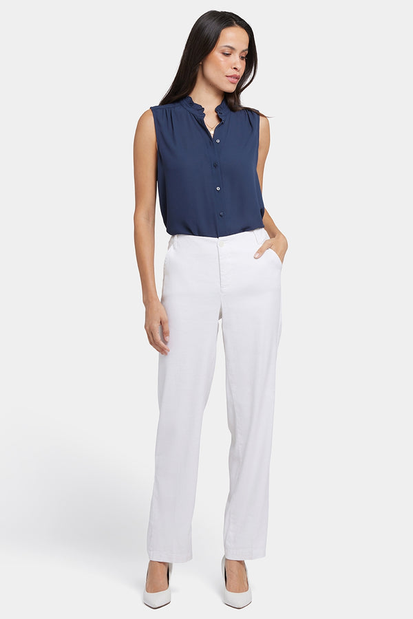 Marilyn Trouser White Stretch Linen | Optic White | Pants | NYDJ