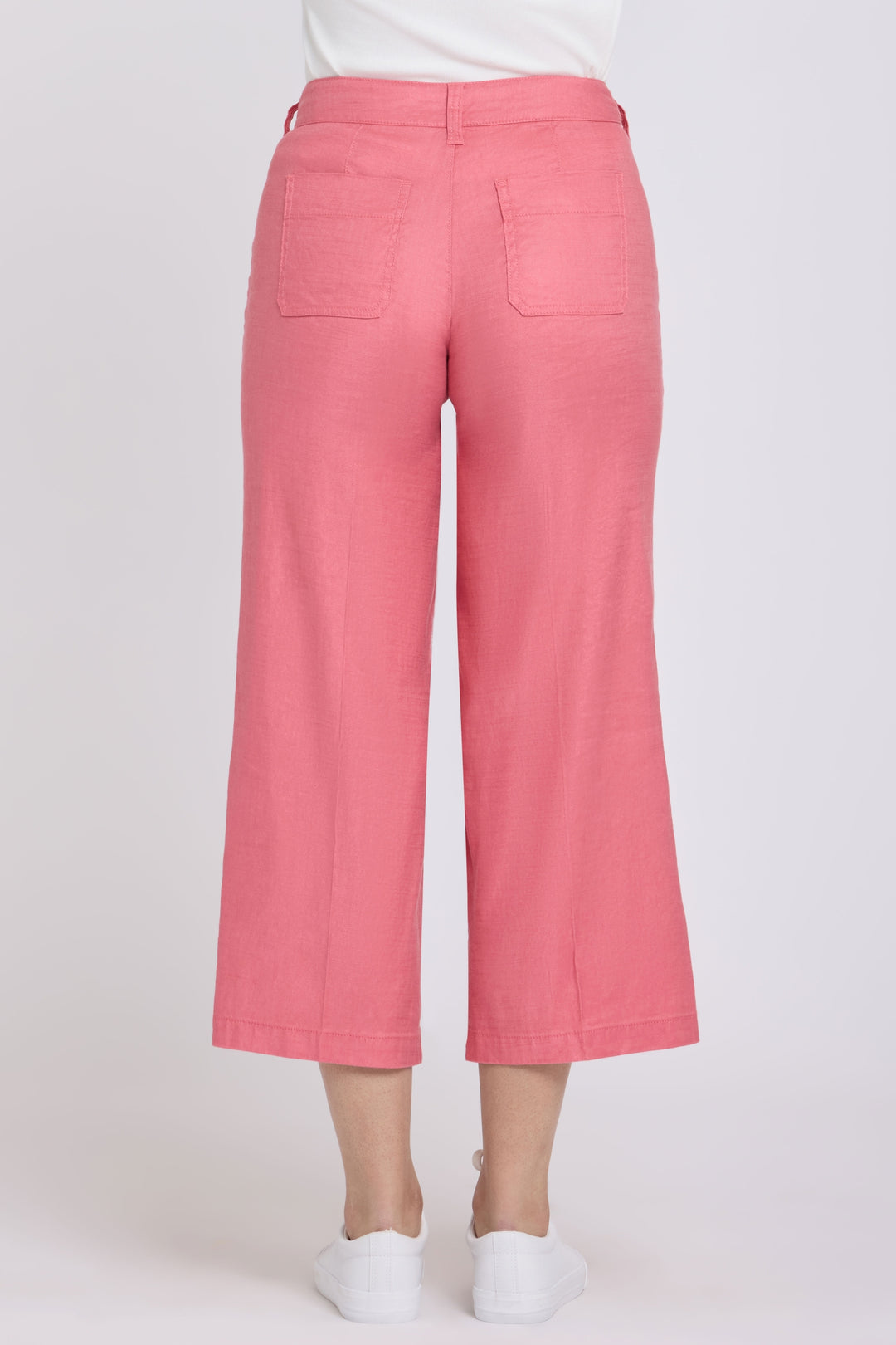 Wide Leg Cargo Capri Pants in Stretch Lin | Desert Rose