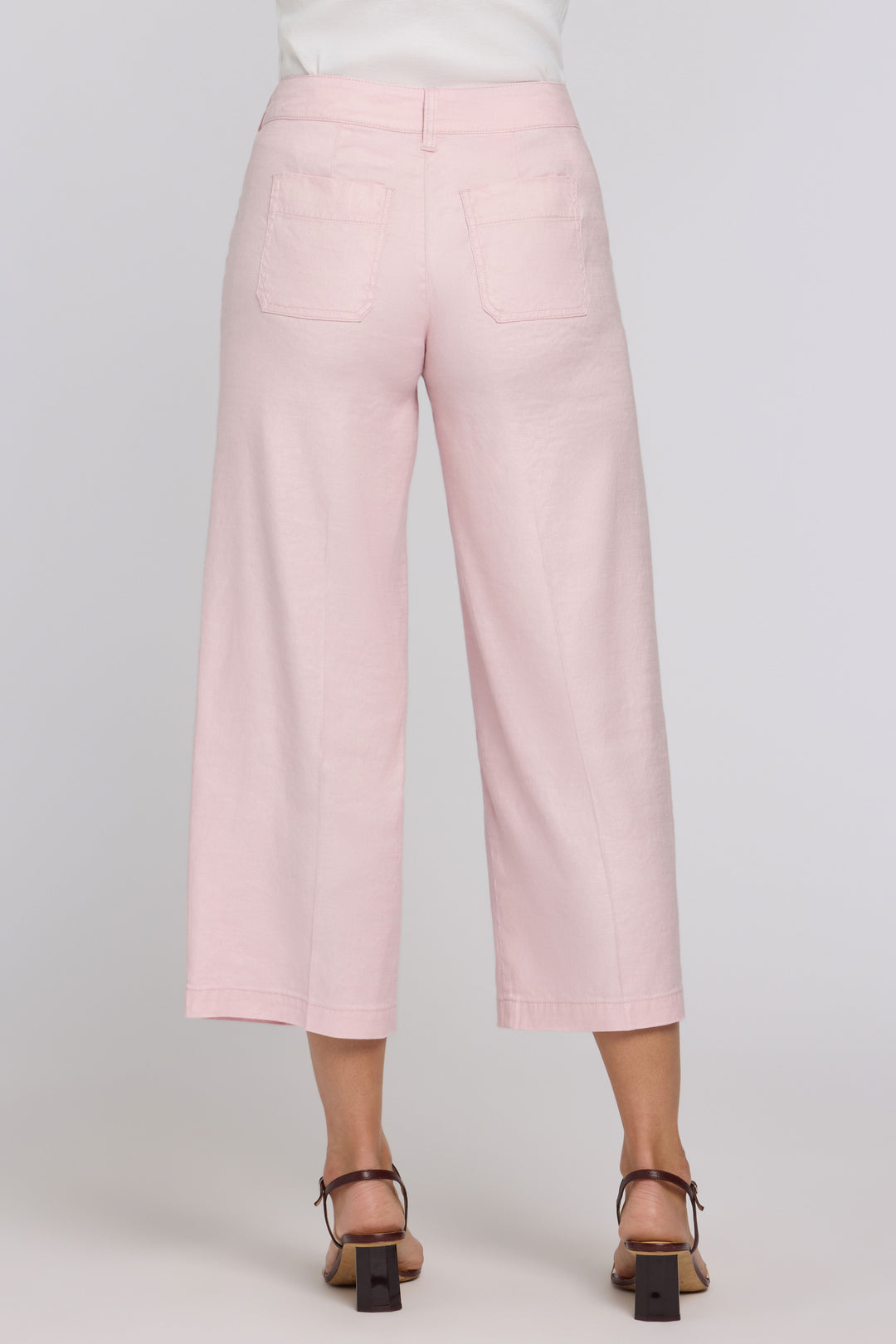 Wide Leg Cargo Capri Pants in Stretch Lin | Light Lilac