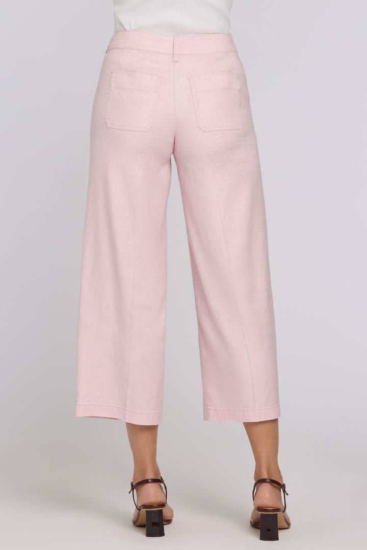 Wide Leg Cargo Capri Pants in Stretch Lin | Light Lilac