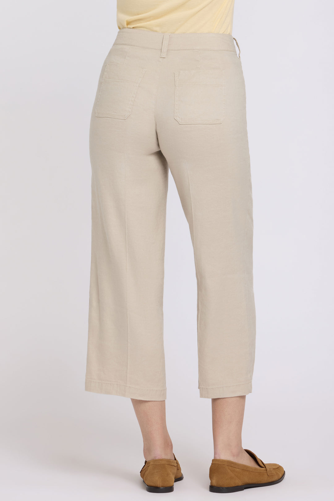 Wide Leg Cargo Capri Pants in Stretch Lin | Feather
