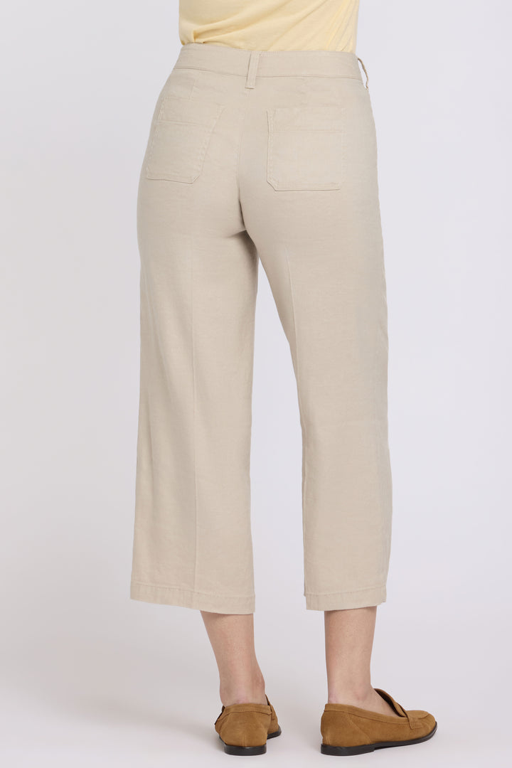 Wide Leg Cargo Capri Pants in Stretch Lin | Feather