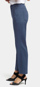 Straight Leg Ankle Trouser Dark Blue Stretch Linen | Oxford Navy | Pants | NYDJ