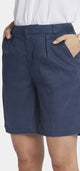 Relaxed Short Dark Blue Stretch Linen | Oxford Navy | Shorts | NYDJ