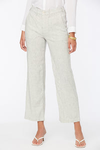 Wide Leg Ankle Trouser Striped Stretch Linen | Slubby Stripe | Pants | NYDJ