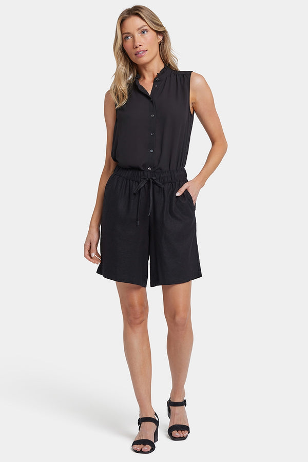 Relaxed Short Black Stretch Linen | Black | Shorts | NYDJ