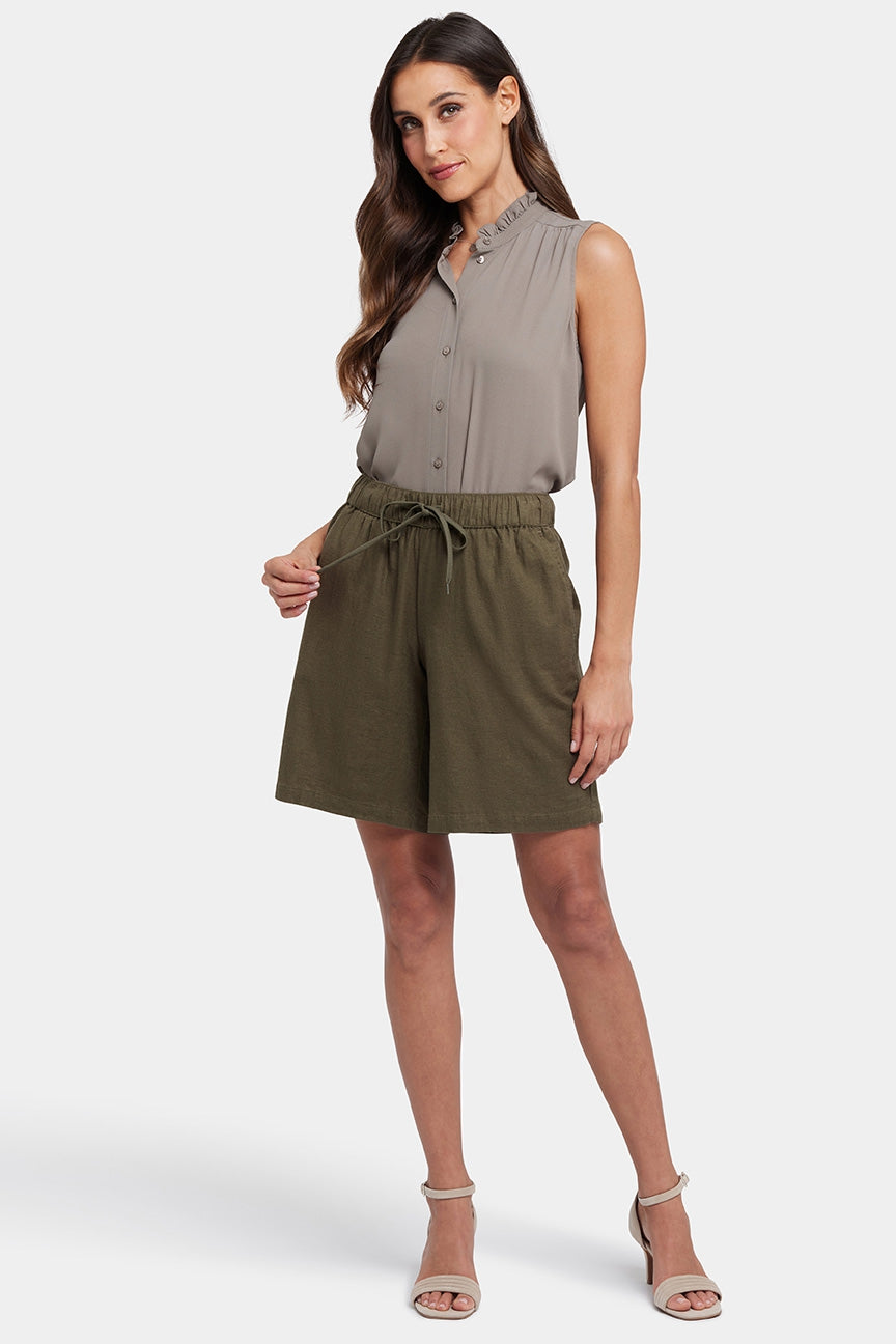 Breezy Bermuda Shorts In Stretch Linen | Bay Leaf | Shorts | NYDJ