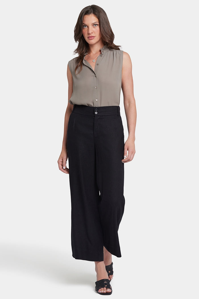 Waverly Trouser Pants In Stretch Linen With High Rise | Black | Pants | NYDJ