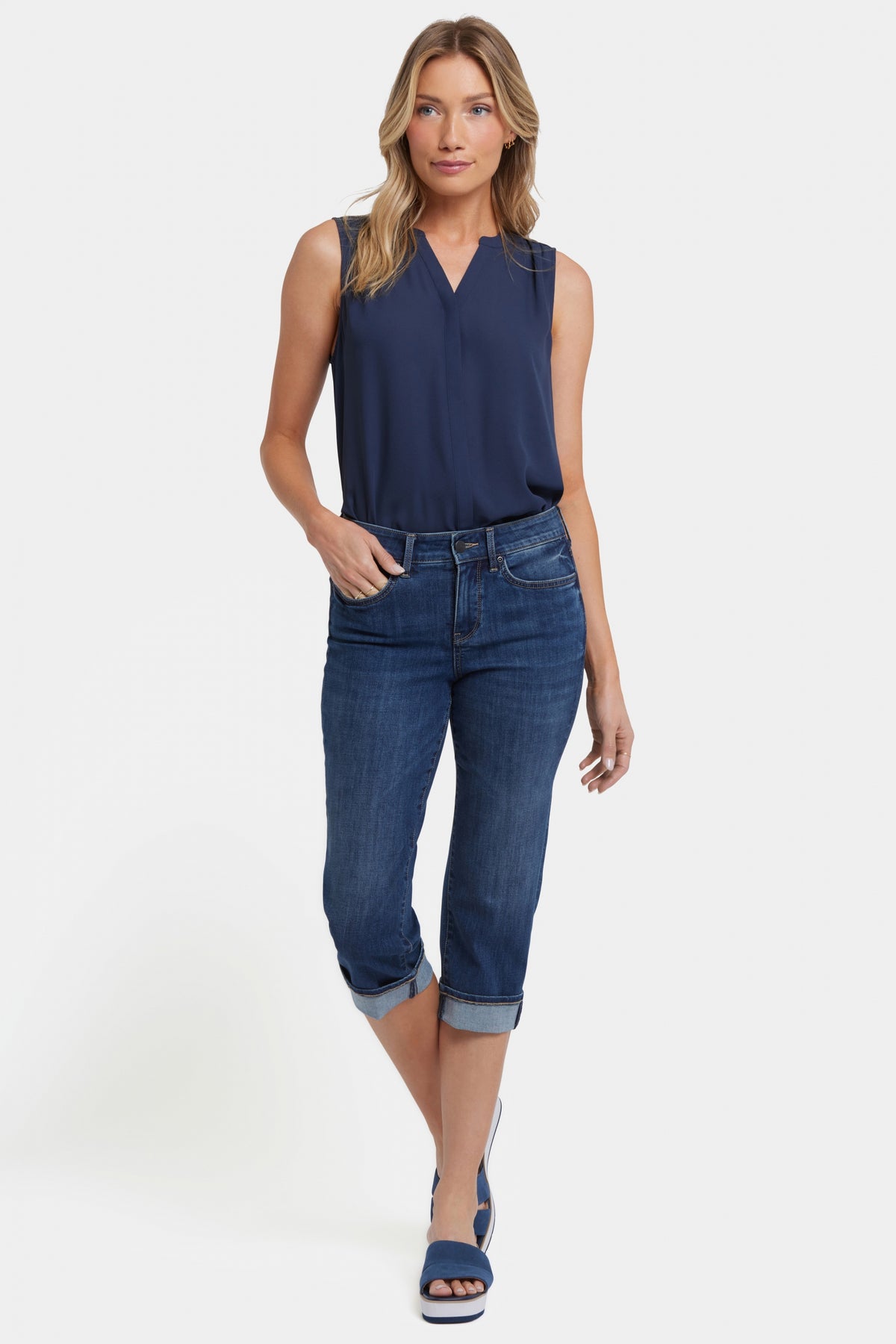 Marilyn Straight Crop Jeans In Cool Embrace® Denim With Cuffs | Rio Rapids | Pants | NYDJ