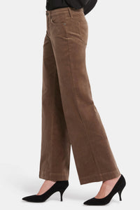 Teresa Wide Leg Trouser Brown Corduroy | Elmwood | Non Denim | NYDJ