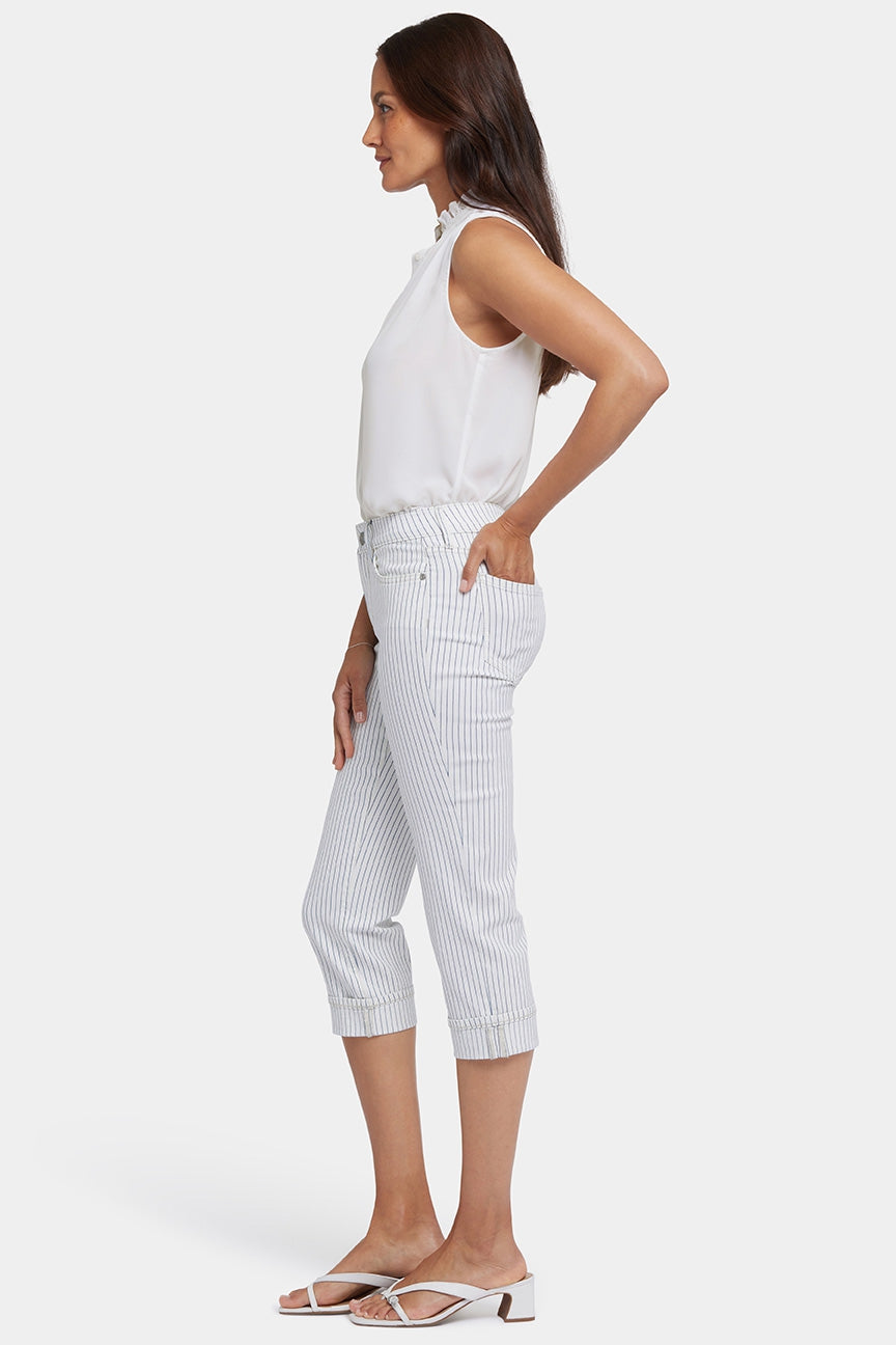 Marilyn Straight Crop Jeans With Cuffs | Palencia Stripe | Pants | NYDJ