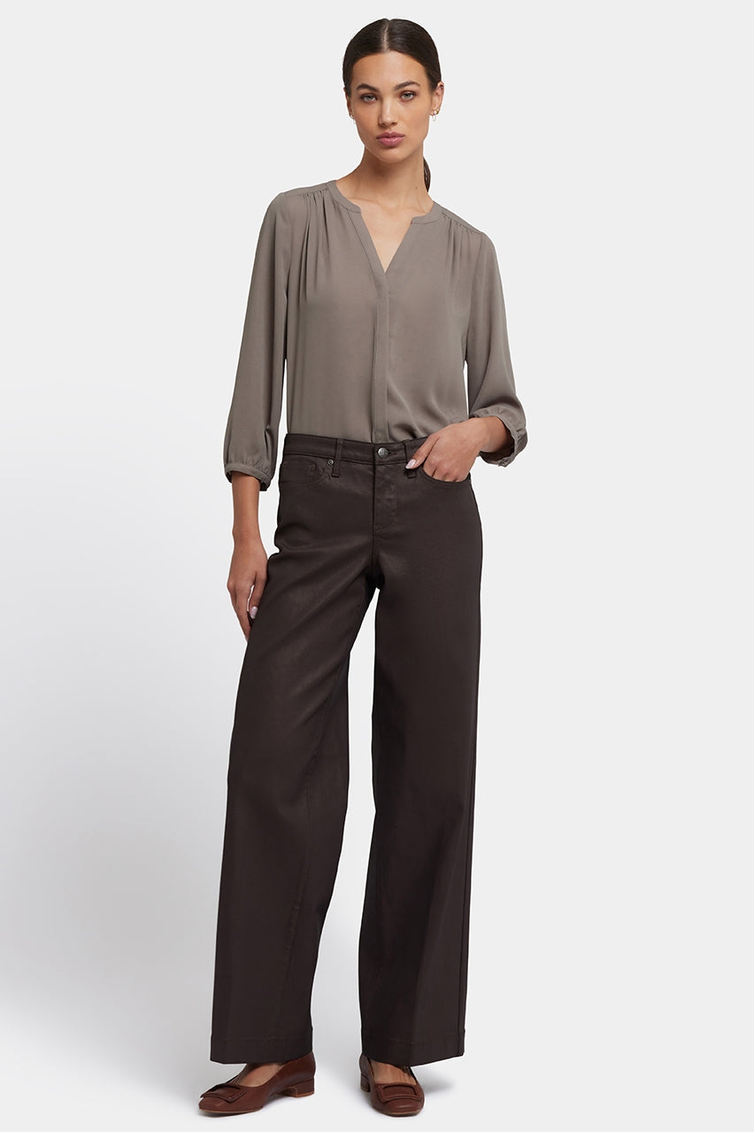 Coated Teresa Wide Leg Jeans | Peppercorn Coated | Denim | NYDJ