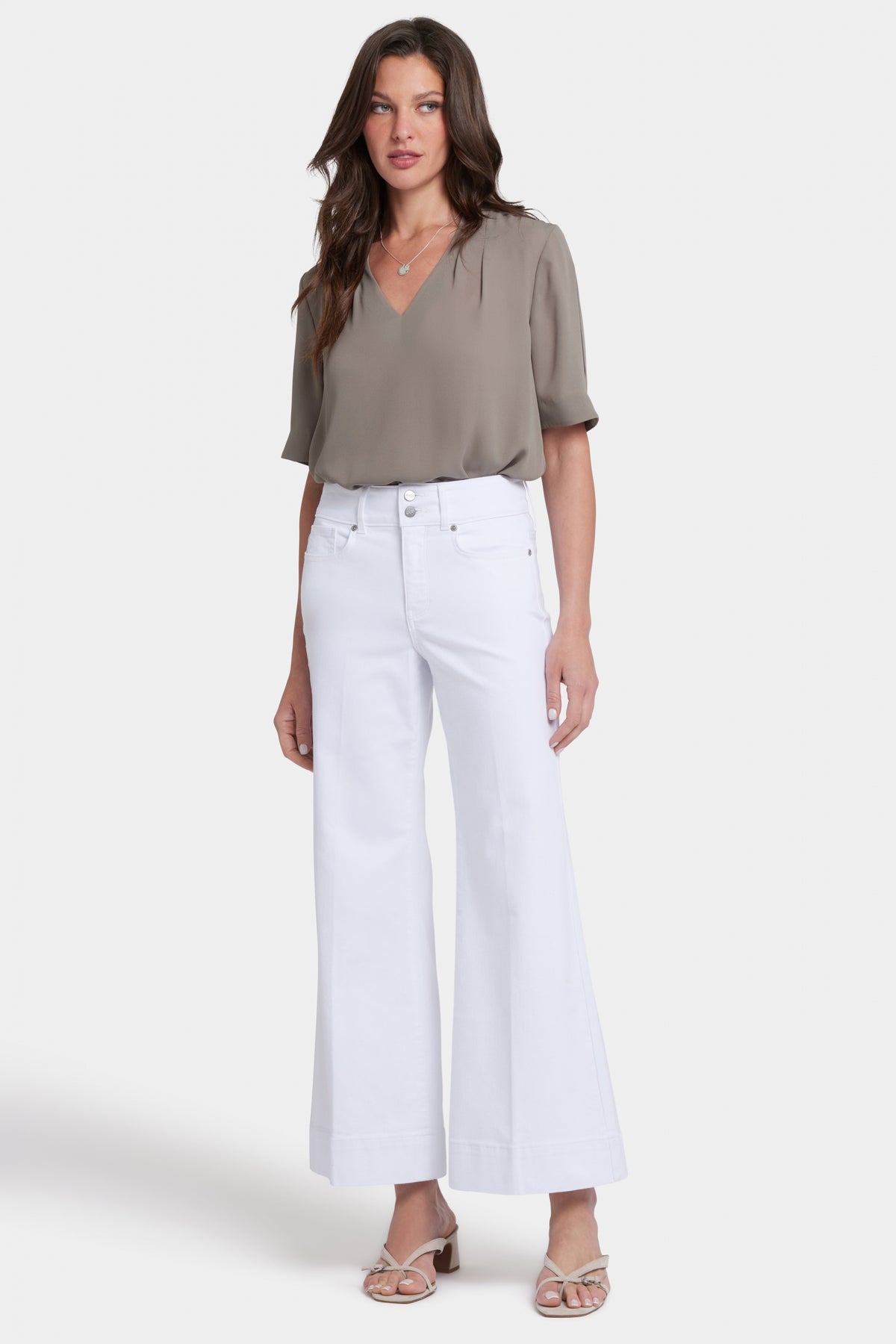 Mia Palazzo Ankle Jeans In Cool Embrace® Denim With High Rise | Optic White | Pants | NYDJ