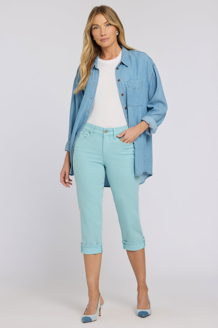Marilyn Straight Crop Jeans En Cool Embrace® Denim Avec Cuffs | Aqua Haze
