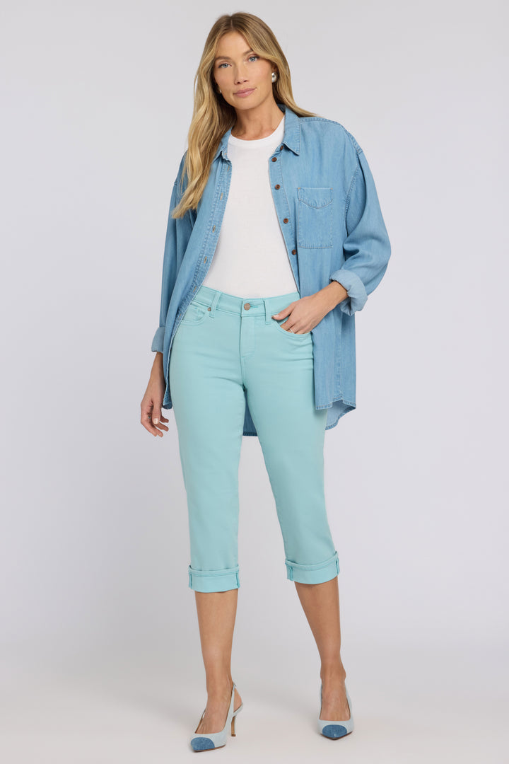 Marilyn Straight Crop Jeans En Cool Embrace® Denim Avec Cuffs | Aqua Haze