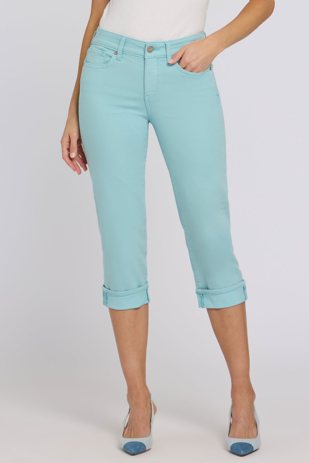 Marilyn Straight Crop Jeans En Cool Embrace® Denim Avec Cuffs | Aqua Haze