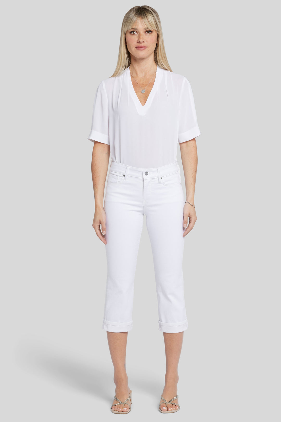 Marilyn Straight Crop Jeans En Cool Embrace® Denim Avec Cuffs | Optic White