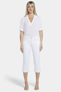 Marilyn Straight Crop Jeans In Cool Embrace® Denim With Cuffs | Optic White | Pants | NYDJ