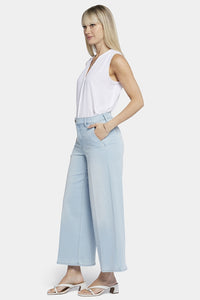 High Rise Mona Wide Leg Ankle Jeans Light Blue Premium Denim | Oceanfront | Pants | NYDJ